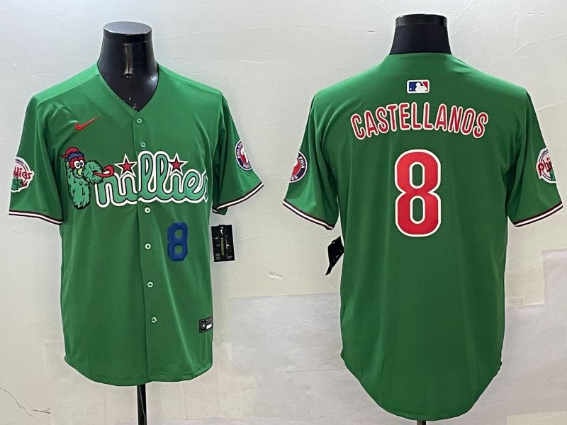 Men Philadelphia Phillies #8 Castellanos Green Three generations Joint Name Game 2025 Nike MLB Jersey style 3->philadelphia phillies->MLB Jersey